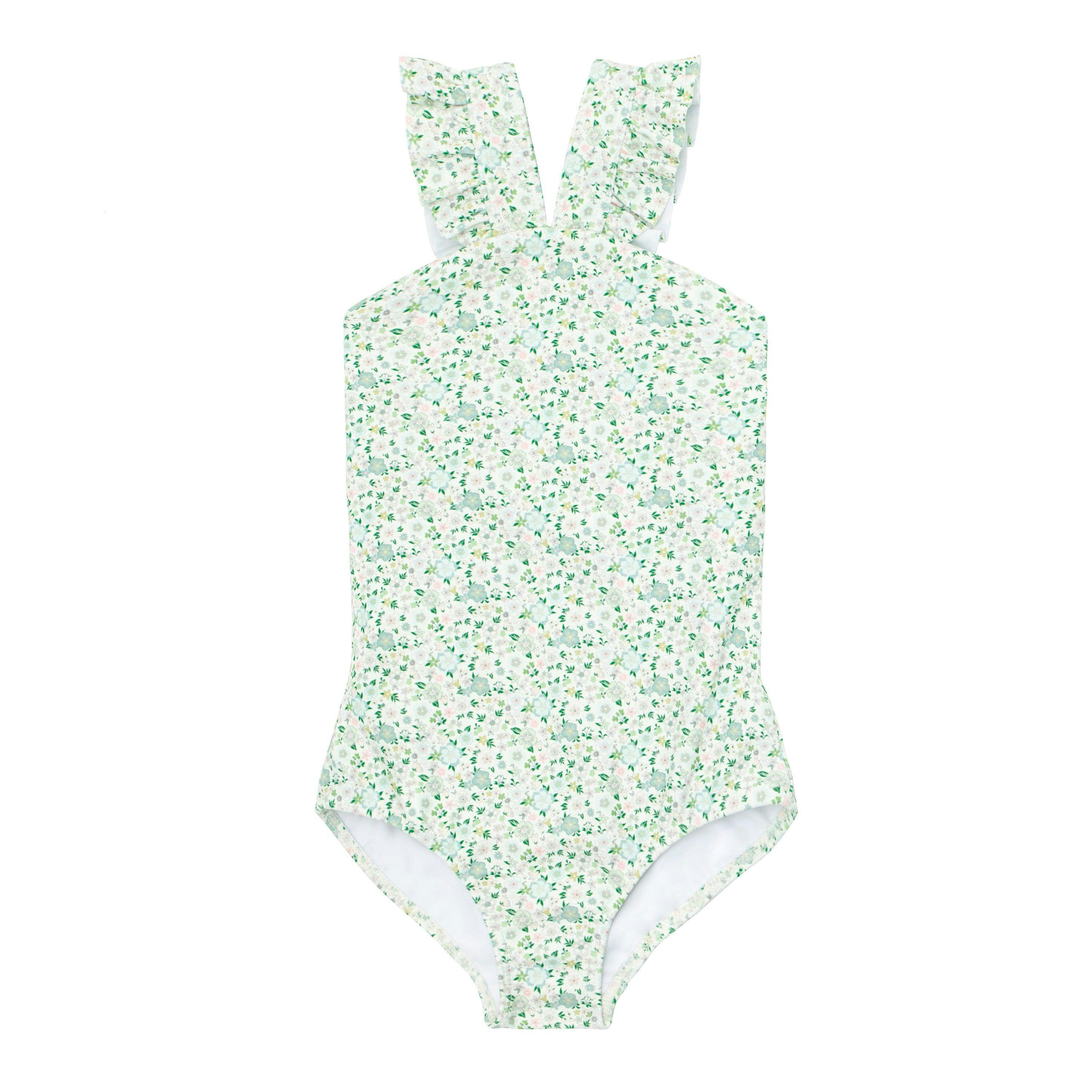 girls sea marsh floral v-neck crossover one piece