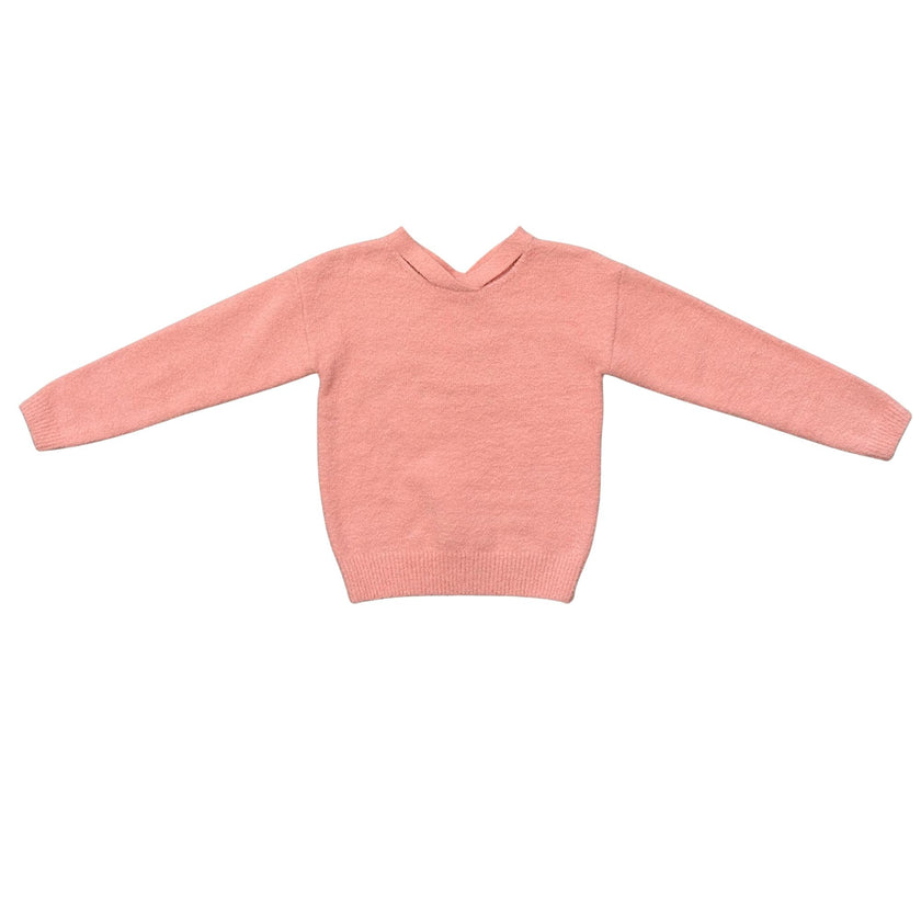 Girls Fuzzy Knit Sweater in Petal Pink