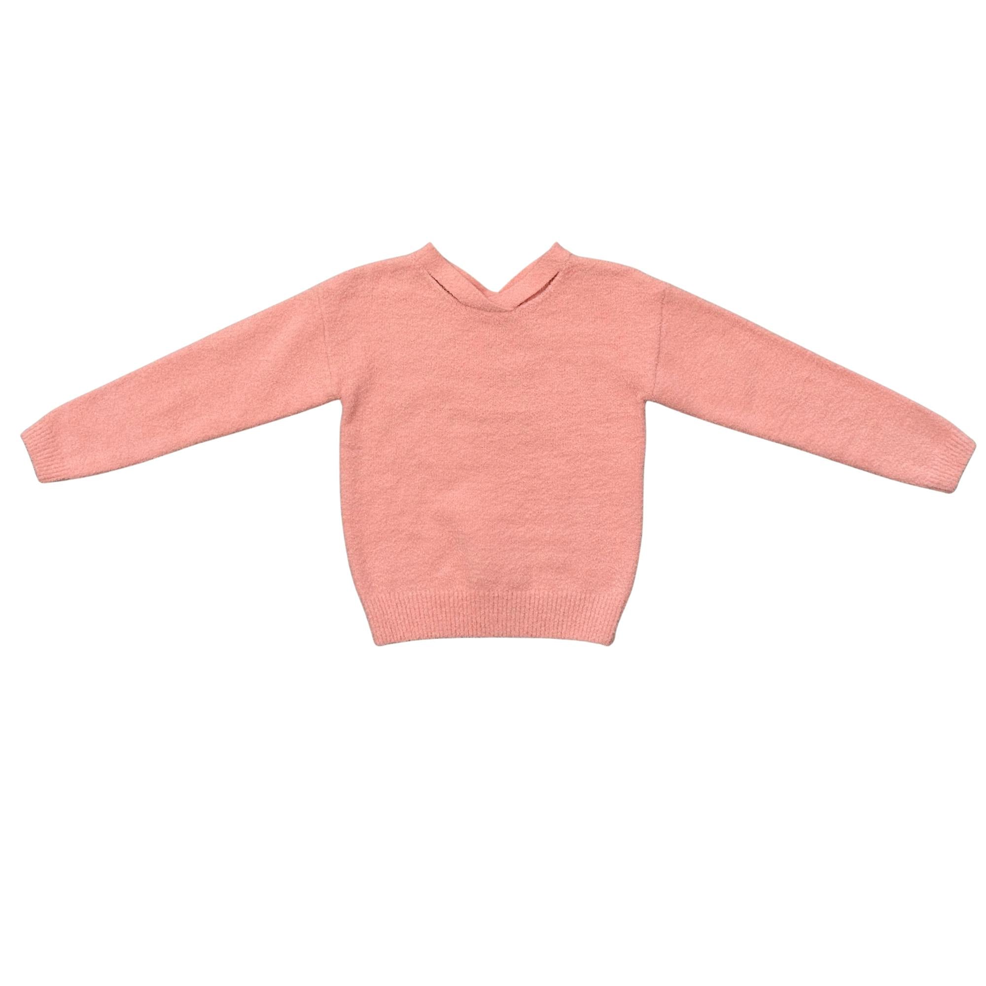 Girls Fuzzy Knit Sweater in Petal Pink