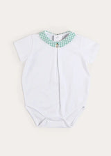 Lucas Check Button Detail Bodysuit in Green (1mth-2yrs)