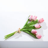 Real Touch White Tulip Faux Floral Everyday Spring Water Illusion Arrangement in Glass Teardrop Vase - Available in Multiple Colors