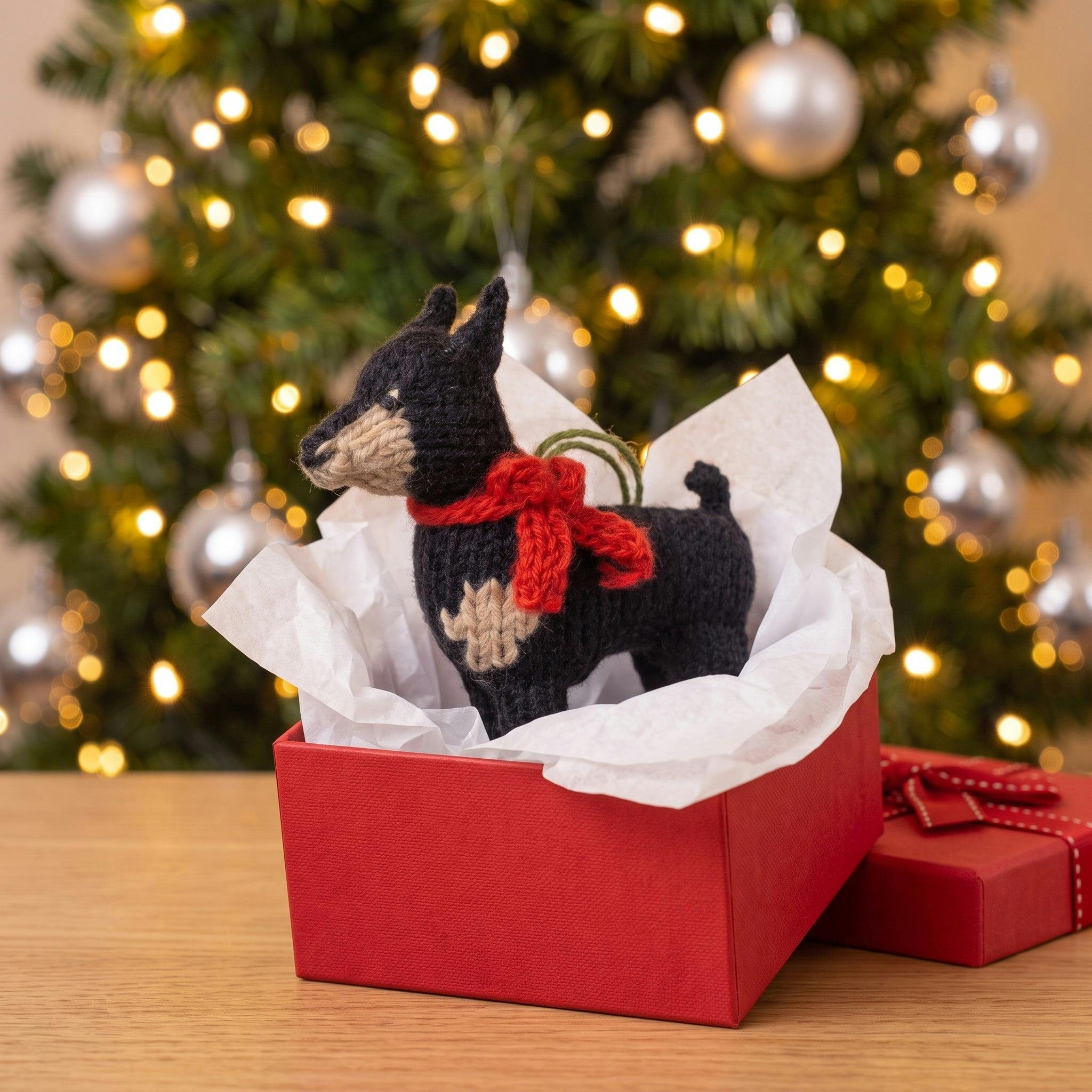 Doberman Pinscher Dog Hand Knit Christmas Ornament