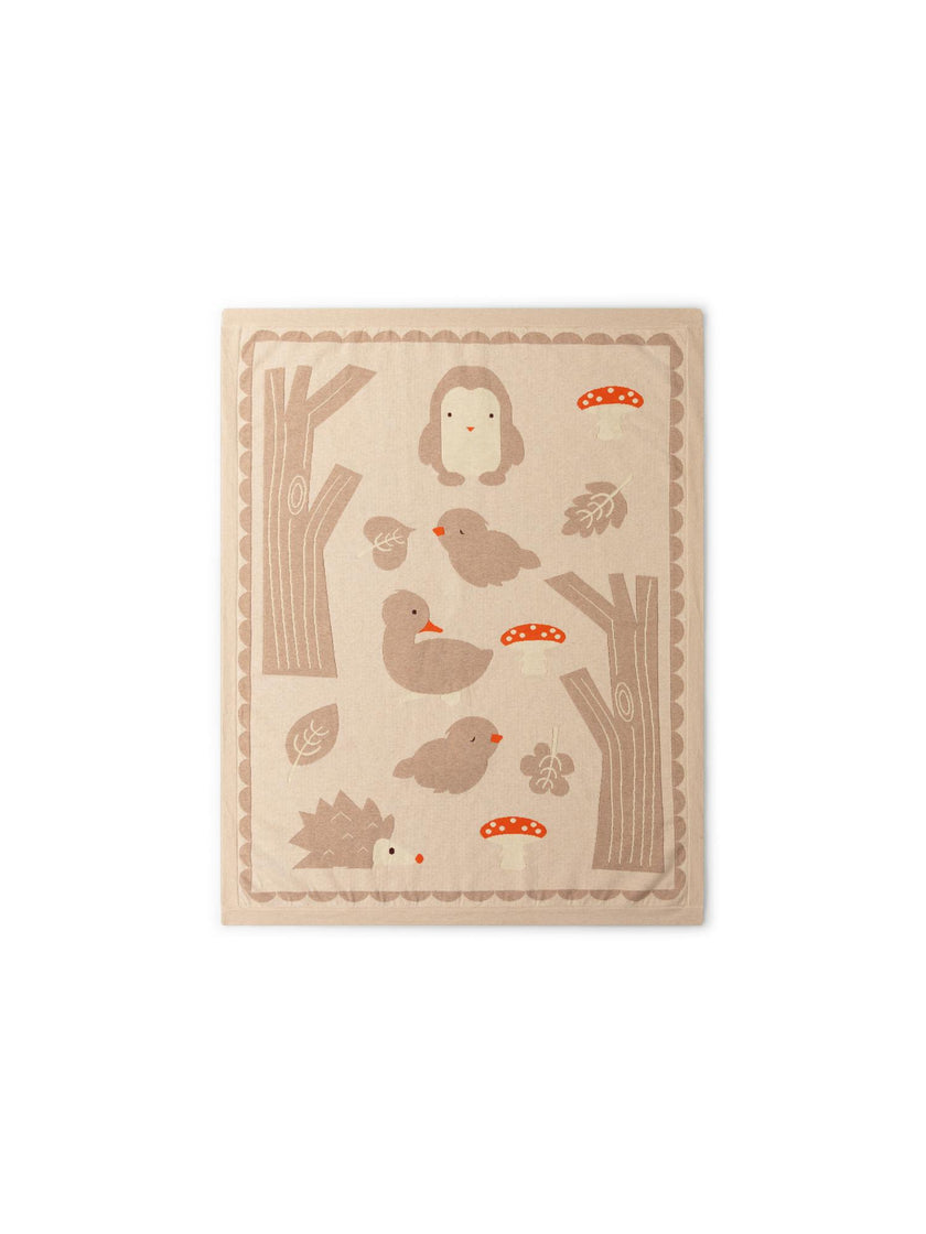 Folk Tales Knitted Organic Baby Blanket, Cream