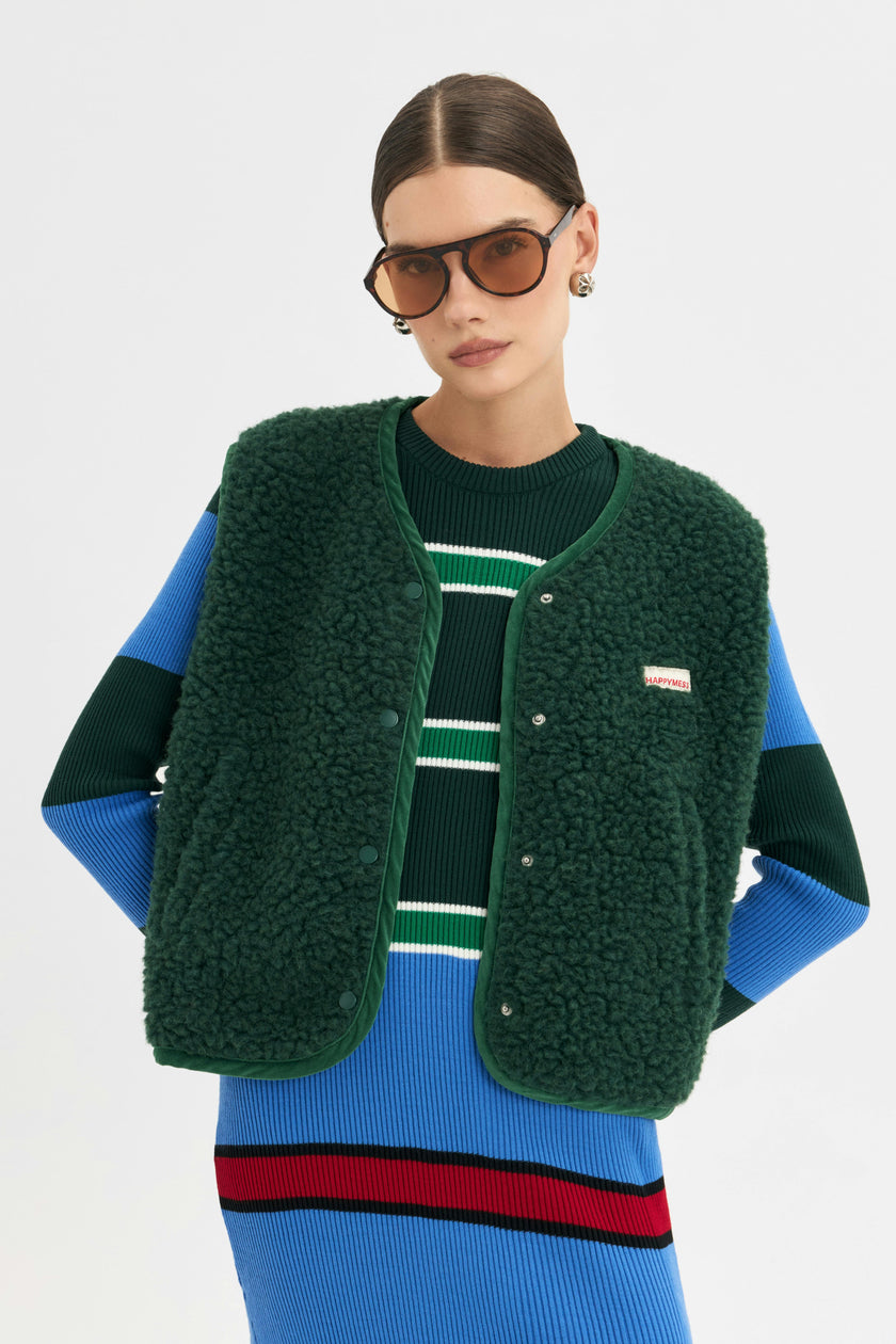 merino wool vest - moss