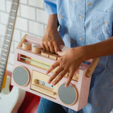 retro wooden boombox tape recorder