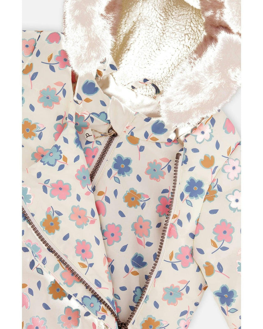Baby Two Piece Snowsuit White With Floral Print