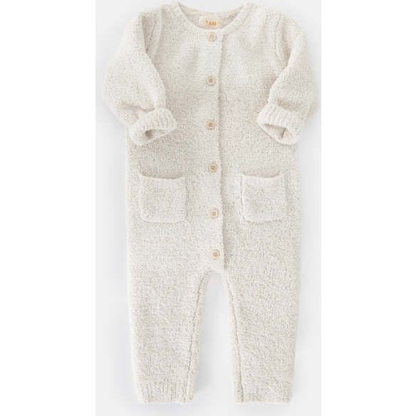 Fuzzy Long Sleeve Buttoned Romper