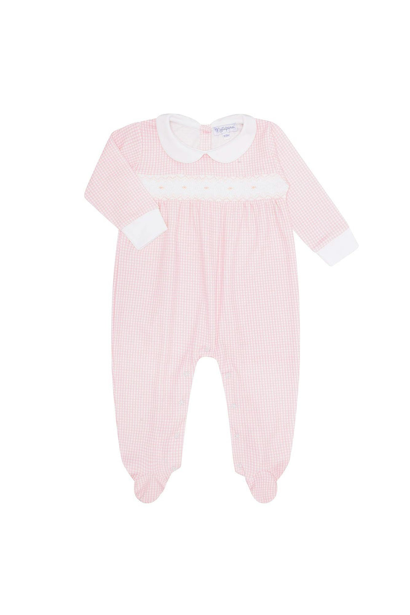 Pink Gingham Smocked Footie
