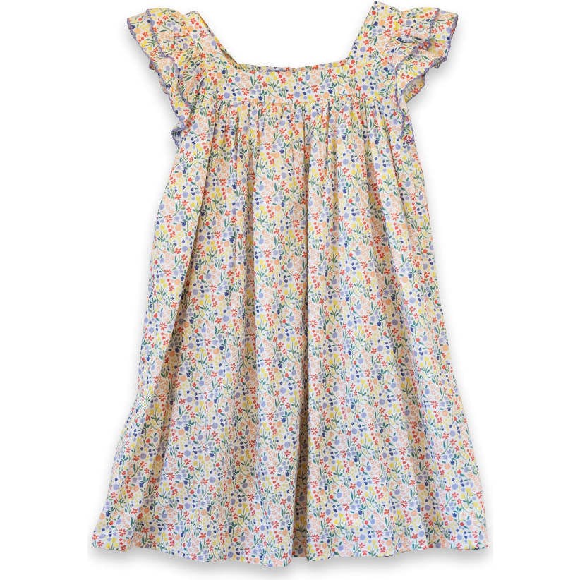 Girls Everly Square Neck Dress | Yellow Petal Confetti