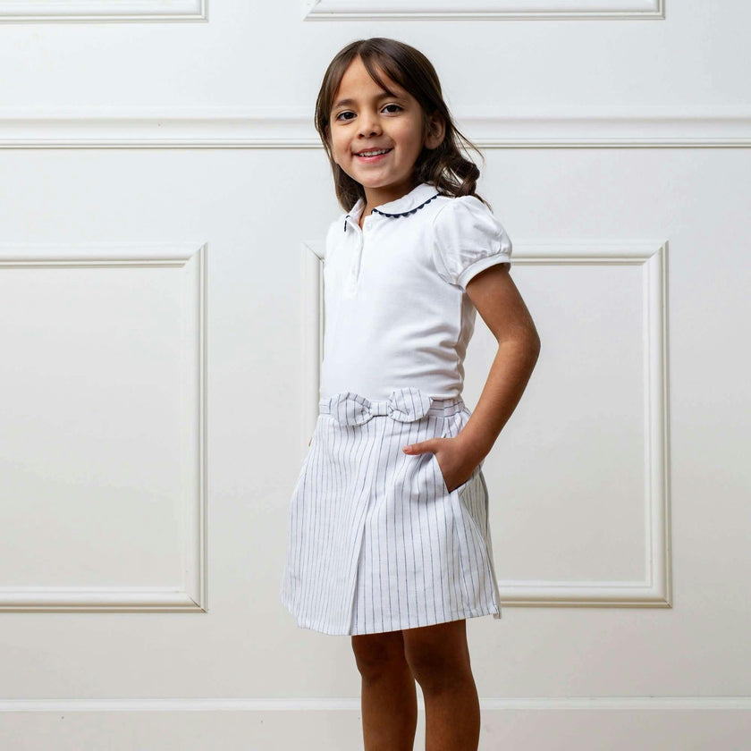 Organic Puff Sleeve Jersey Knit Polo, White