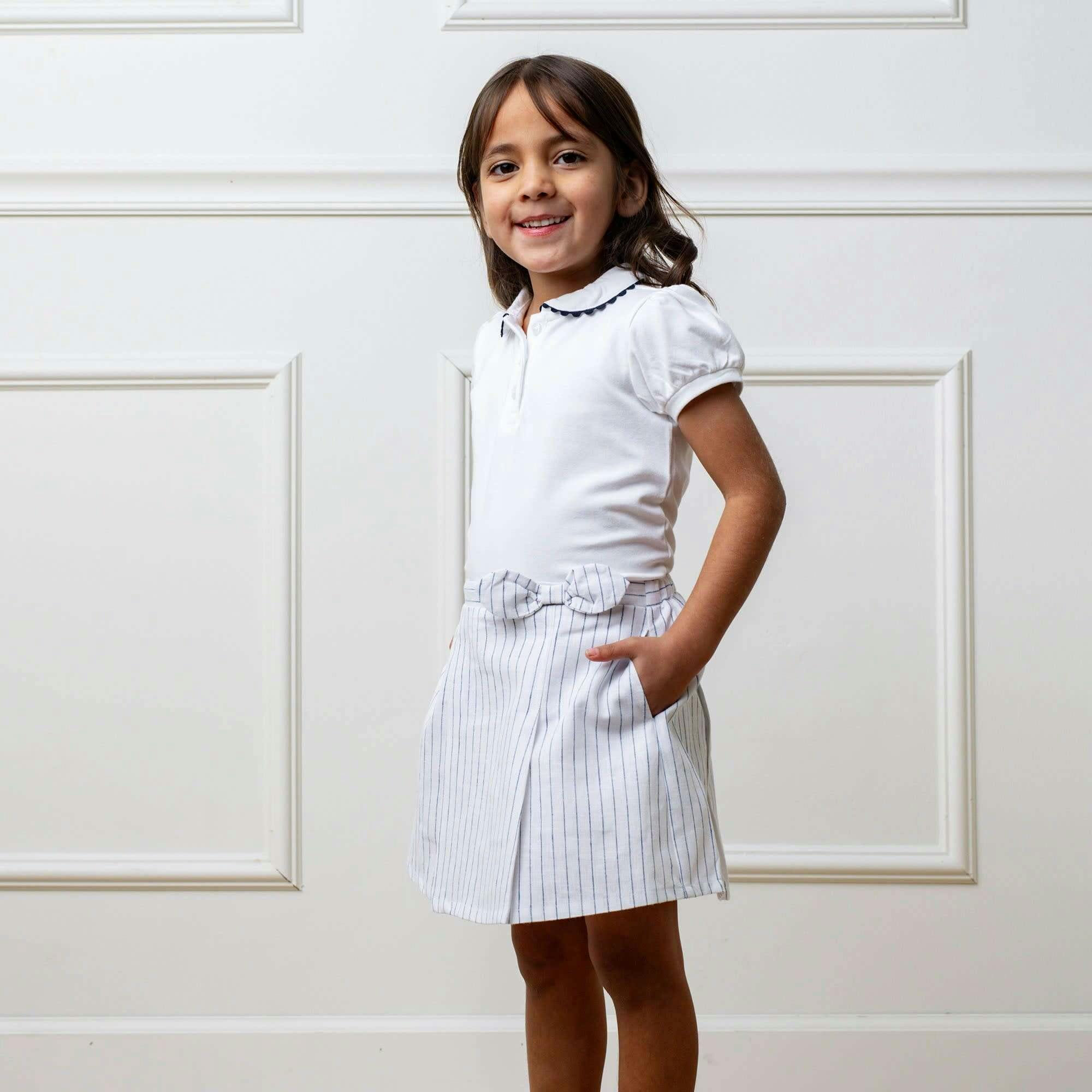 Organic Puff Sleeve Jersey Knit Polo, White