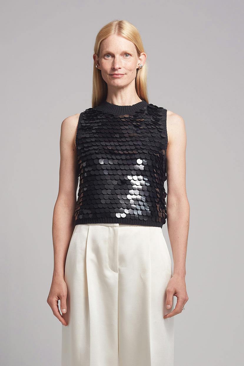 CORA TANK | BLACK W/ BLACK SEQUINS