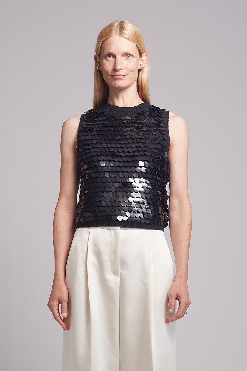 Women's Cora Large Sequins Crew Neck Sweater Tank