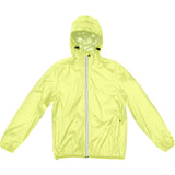 Yellow fluo full zip packable rain jacket and windbreaker