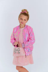 Pink Stars Sequin Bomber
