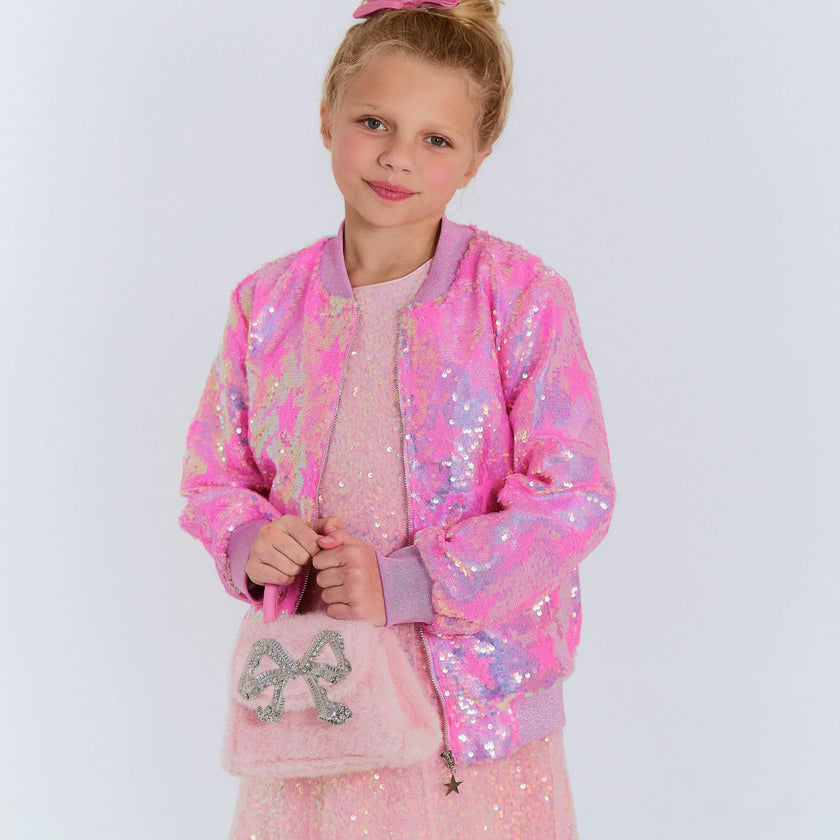 Pink Stars Sequin Bomber