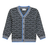 Jacquard Knit Cardigan Charcoal/Blue