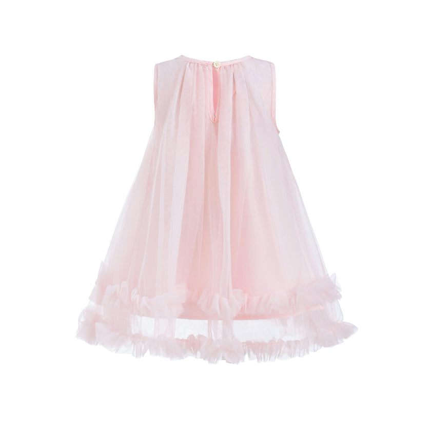 Pink Sleeveless Star Ruffle Dress