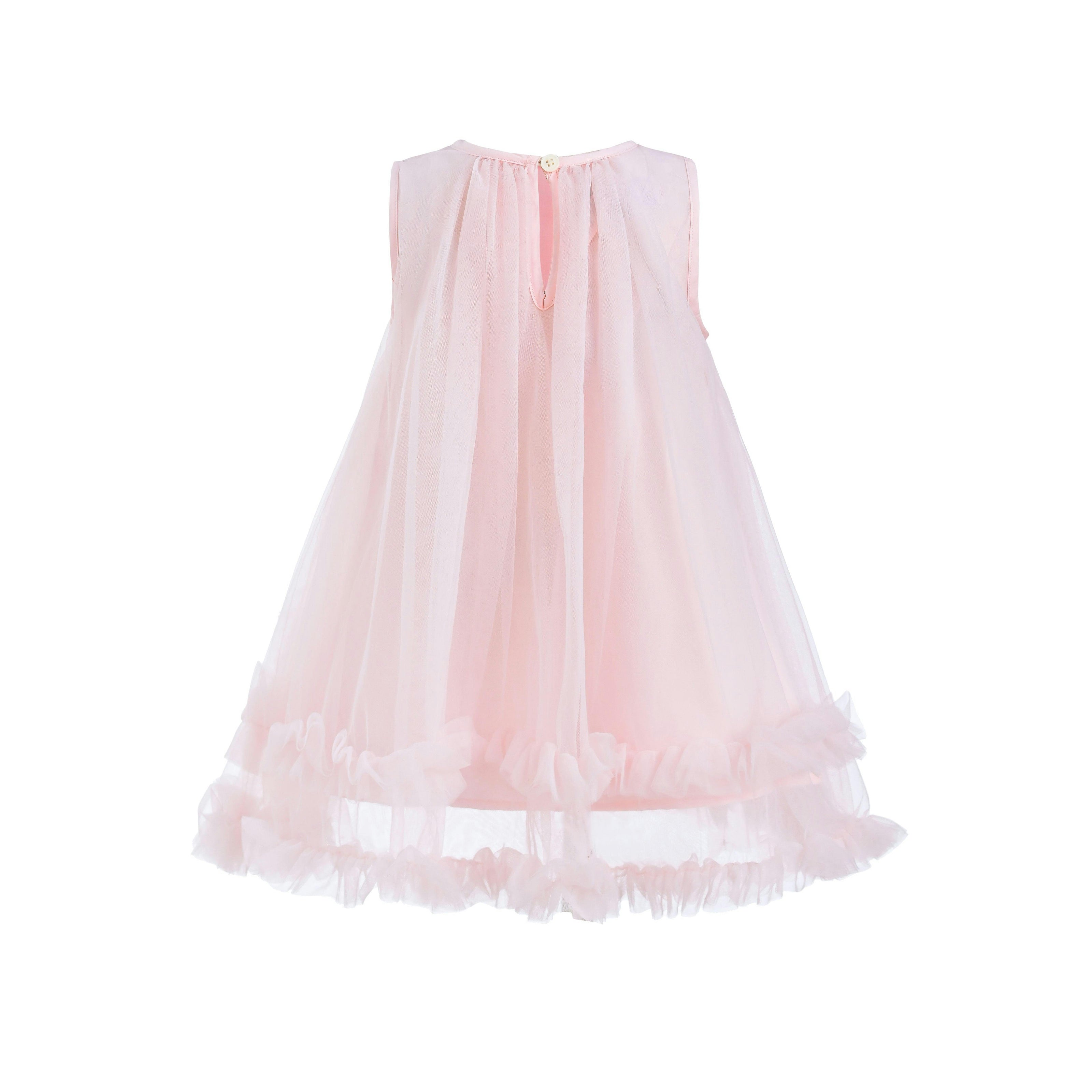 Pink Sleeveless Star Ruffle Dress