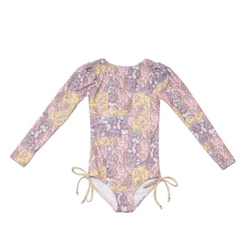 Long Sleeve One Piece Swimsuit with Side Ties
