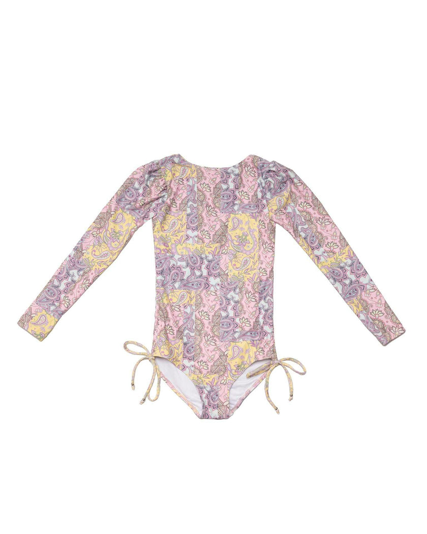 Long Sleeve One Piece Swimsuit with Side Ties
