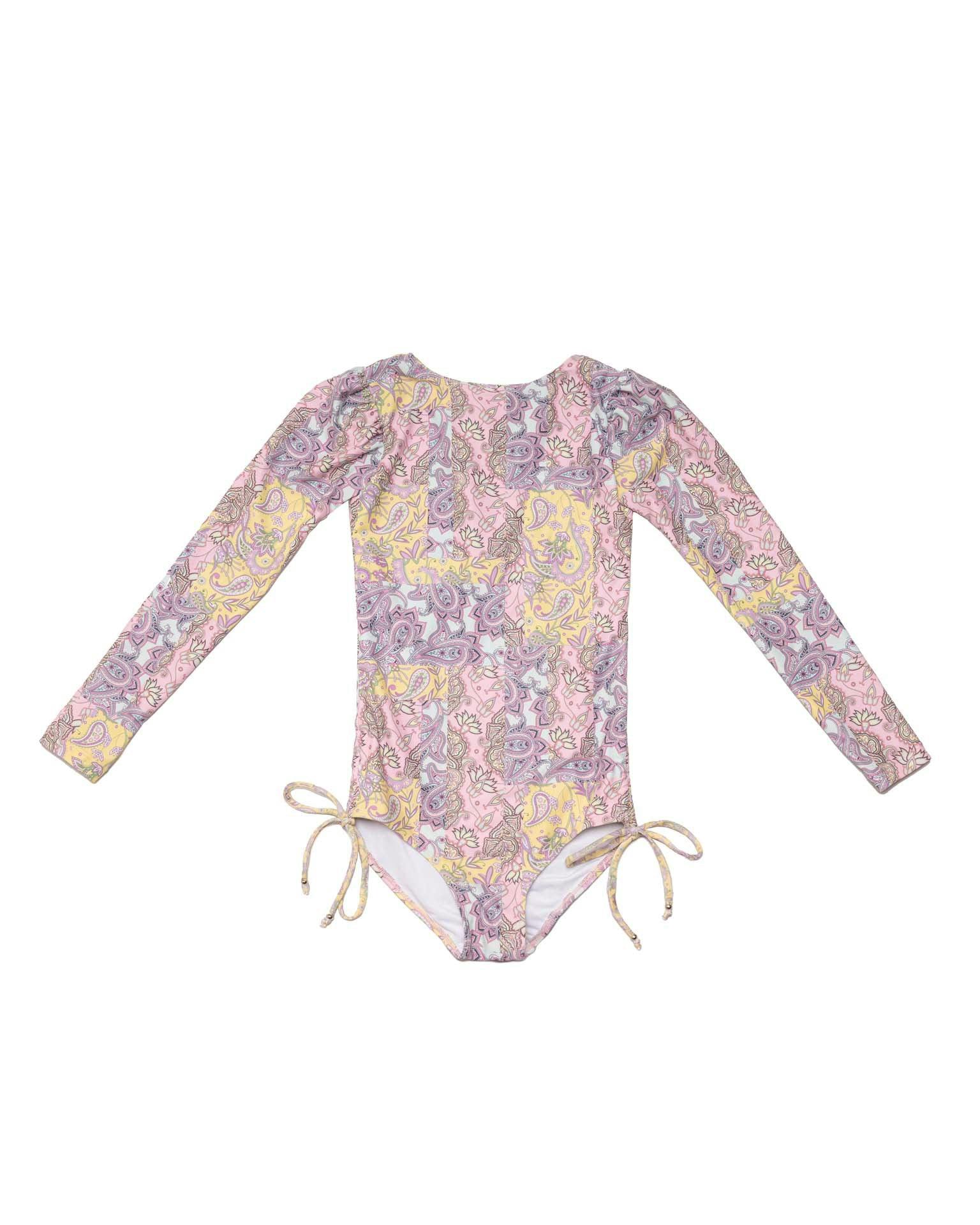 Long Sleeve One Piece Swimsuit with Side Ties