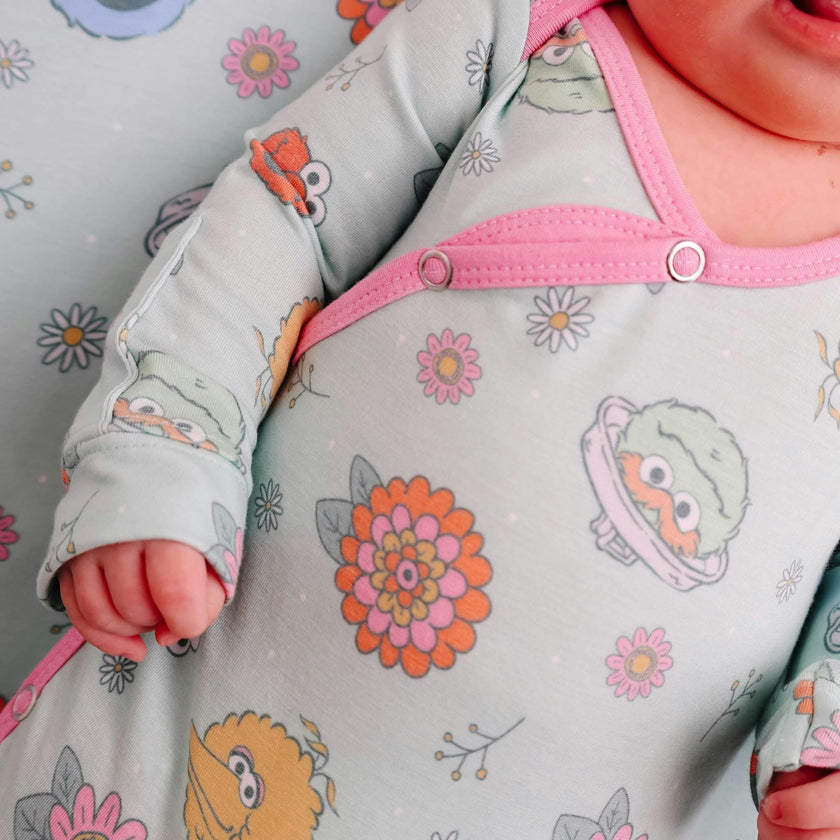 Newborn Knotted Gown - Sesame Street Retro Floral