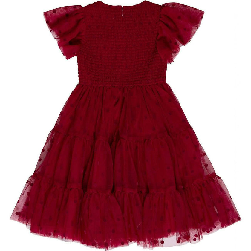 Mini Solange Dress in Burgundy Tulle