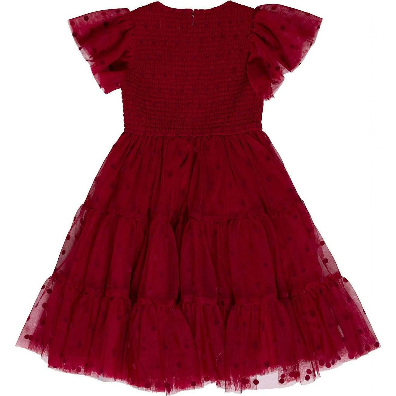 Mini Solange Dress in Burgundy Tulle