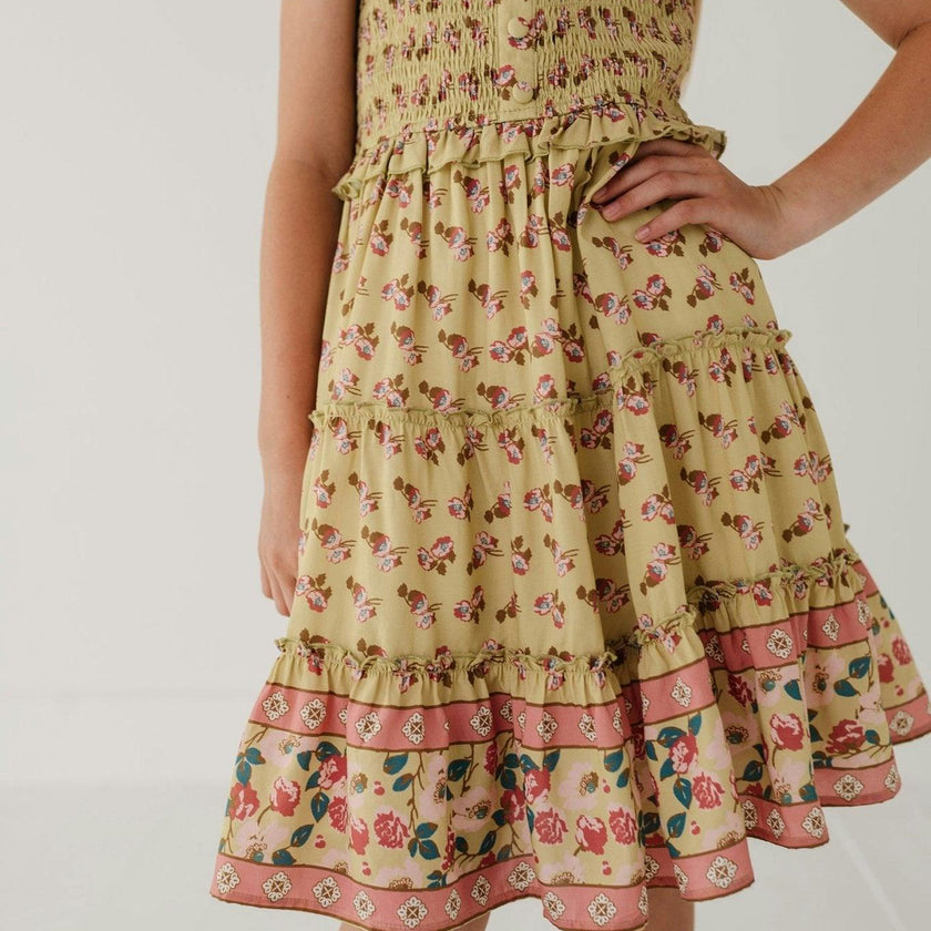 Smock Button Front Tiered Dress