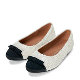 Angelina Sequins Bow Satin Round Toe Ballet Flat