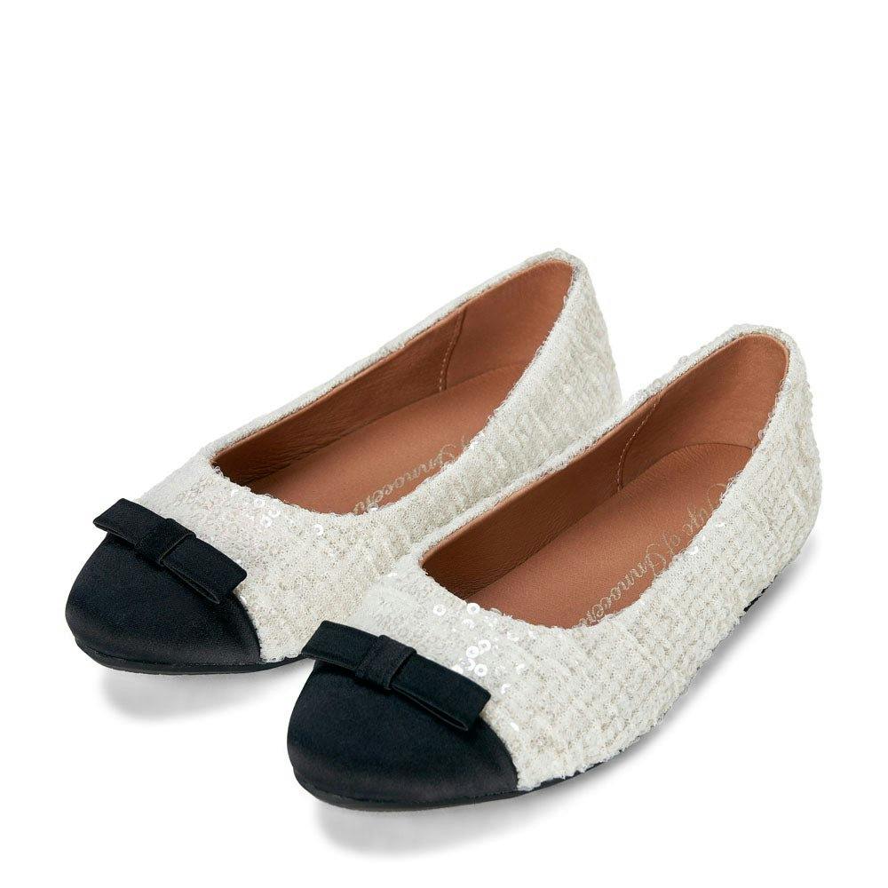 Angelina Sequins Bow Satin Round Toe Ballet Flat