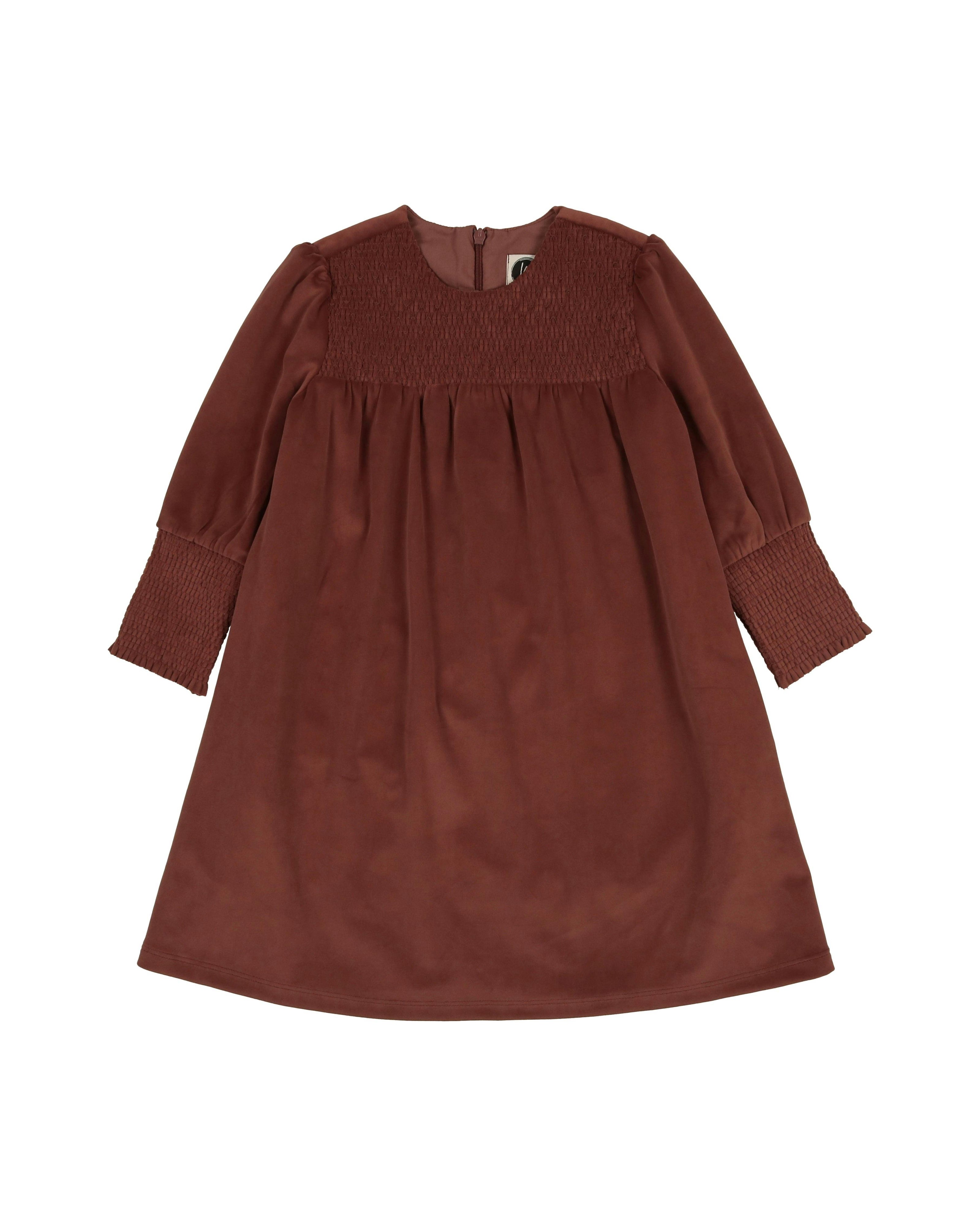 Royal Velvet Smocked Shect & Cuff A-Line Dress