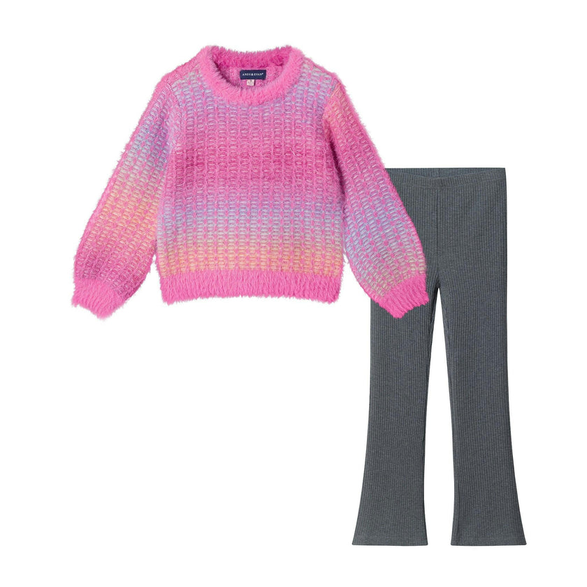 Girls Two-Piece Sweater Set | Purple Ombre