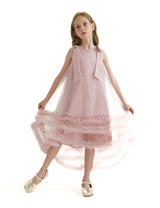 Pink Violeta Sleeveless Ruffle Overlay Dress