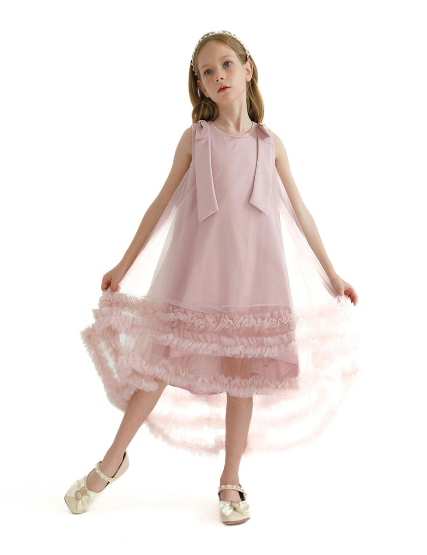Pink Violeta Sleeveless Ruffle Overlay Dress