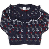 Floral Ruffle Bib Cardigan in Blue (2-10yrs)