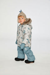 Baby Two Piece Snowsuit Blue Dinosaur Print