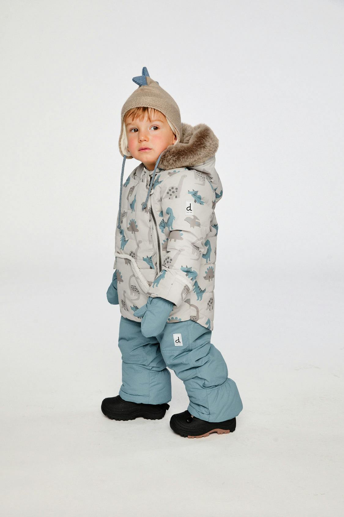 Baby Two Piece Snowsuit Blue Dinosaur Print