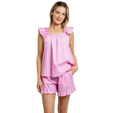 Women's Hepburn Gingham Pink Frill Tank PJ Set