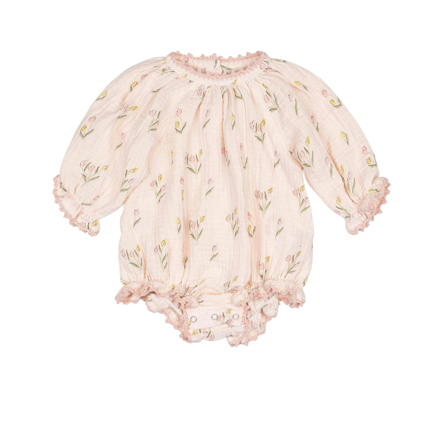 Gauze Romper in Tulips
