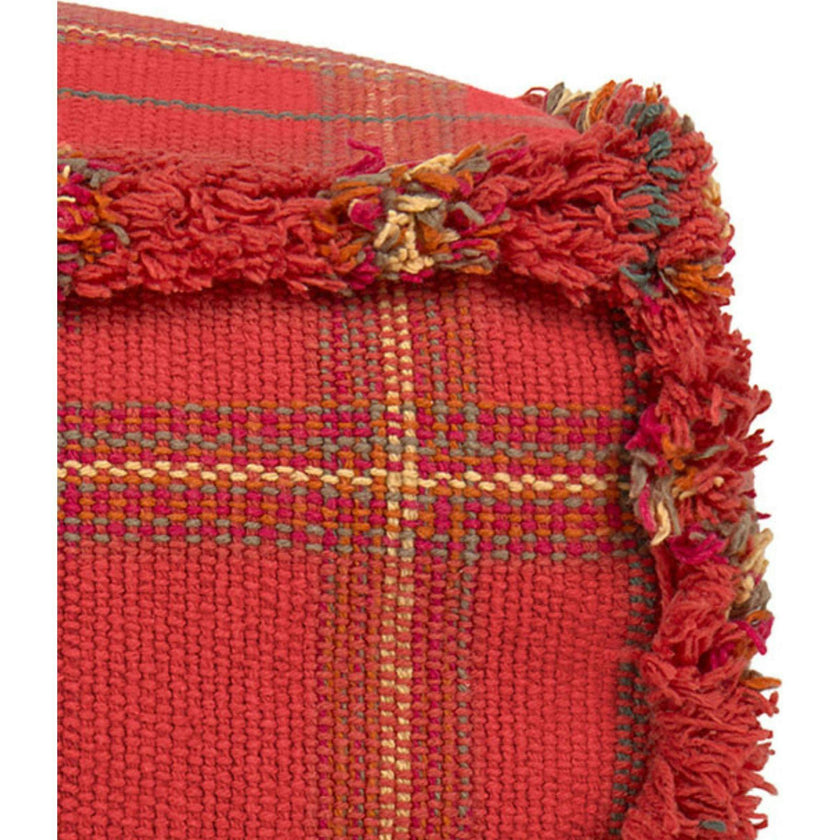 Handloom Pouf Mapple Red