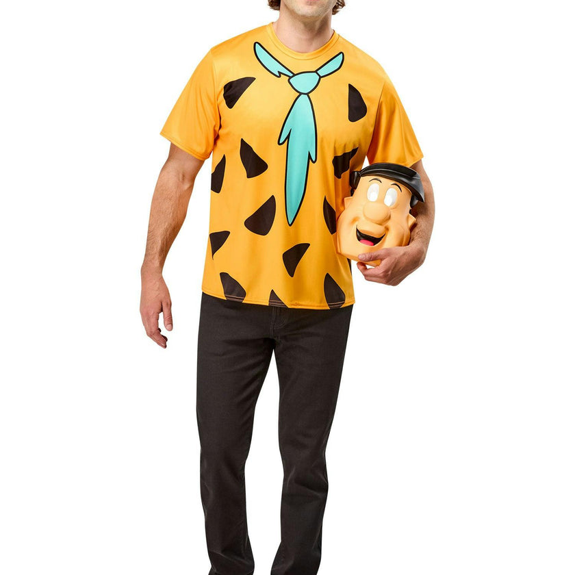 Men's The Flintstones Ben Cooper Fred Flintstone T-Shirt and Half Mask