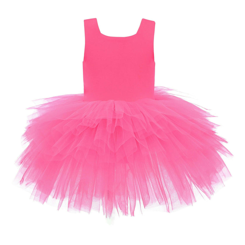Pink Neon Solid Tutu Dress