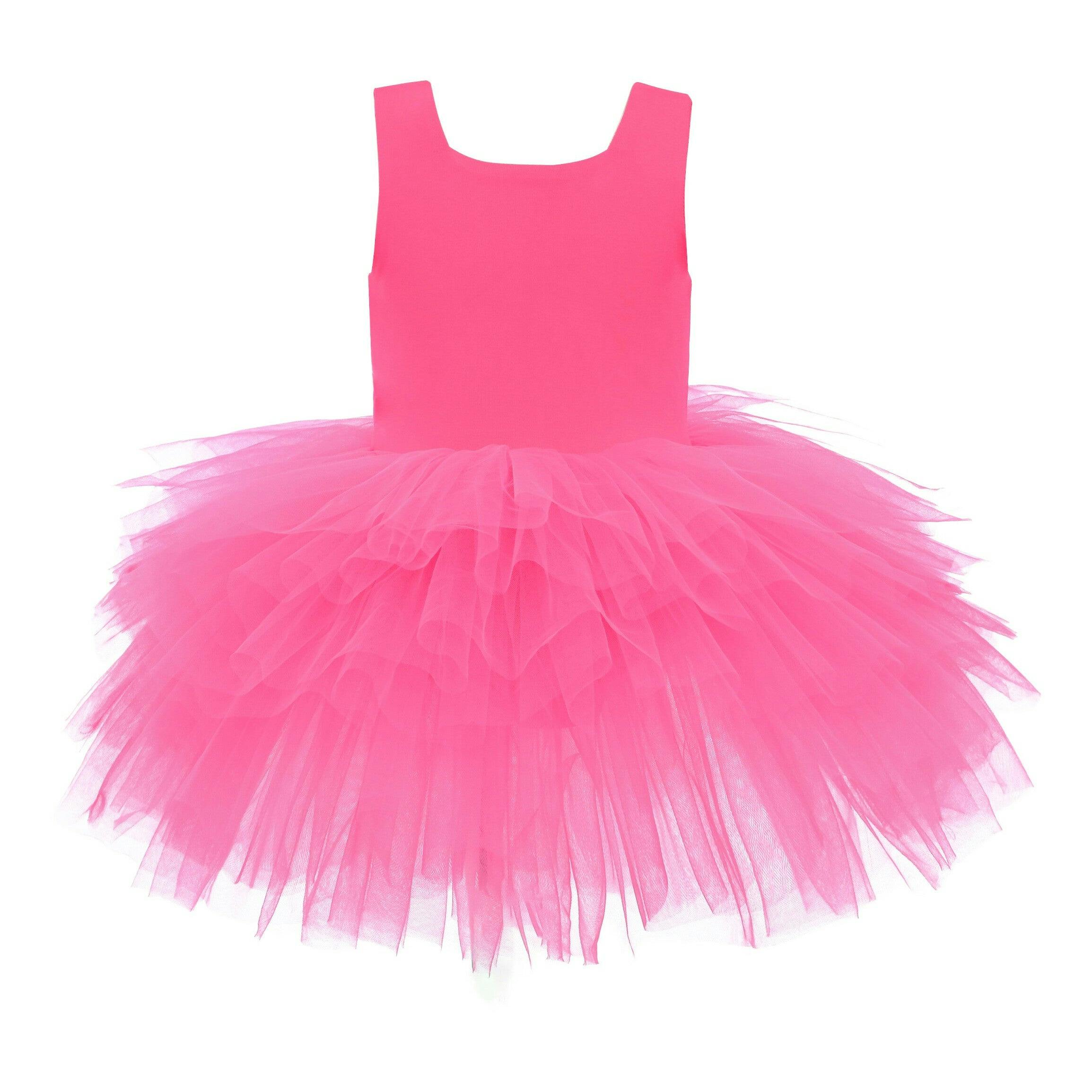 Pink Neon Solid Tutu Dress