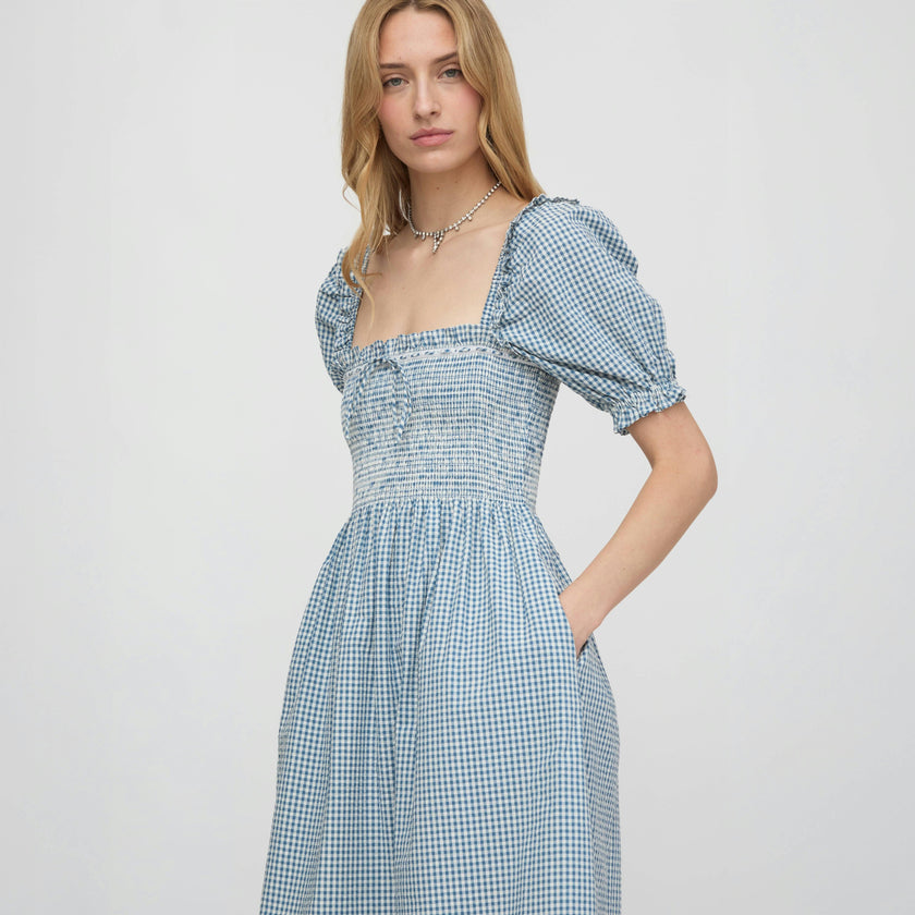 The Scarlett Nap Dress - Lagoon Gingham
