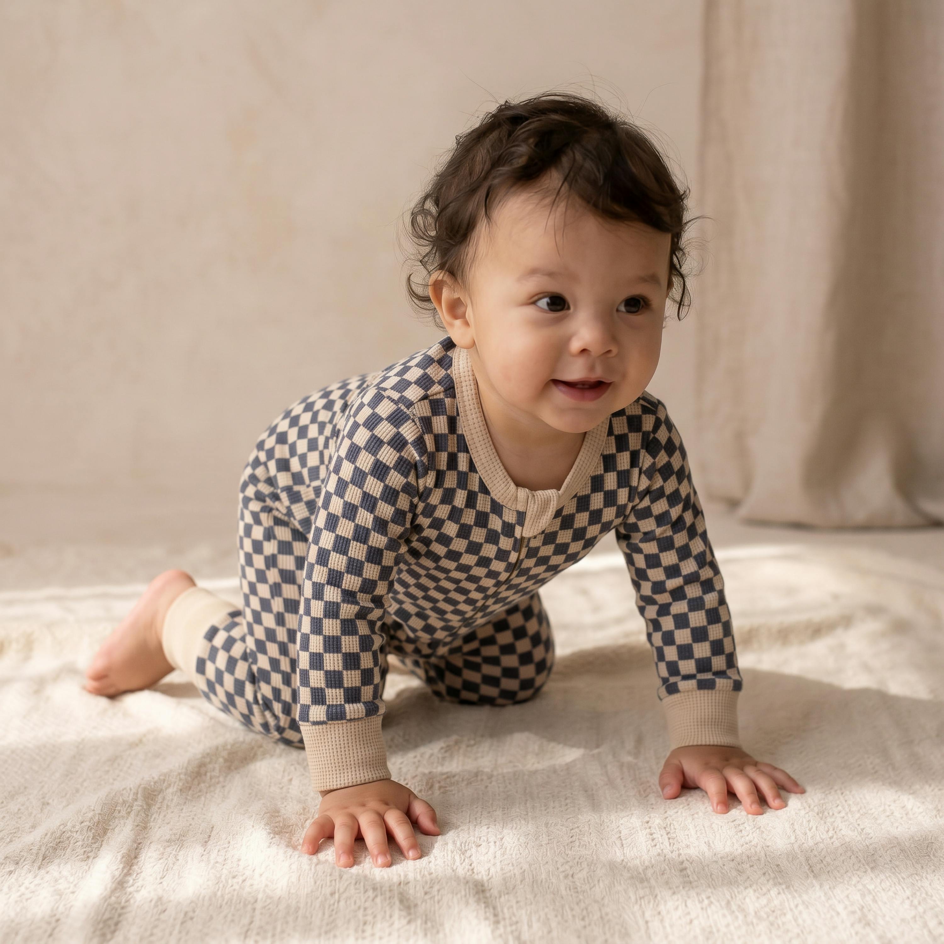 Organic 2-Way Zip Romper - Midnight Check