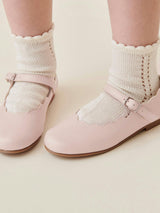 Blush Leather Girl Scallop Mary Jane Shoes