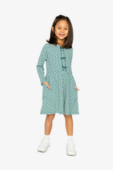 Organic Cotton Dress With Pockets Green Floral Print