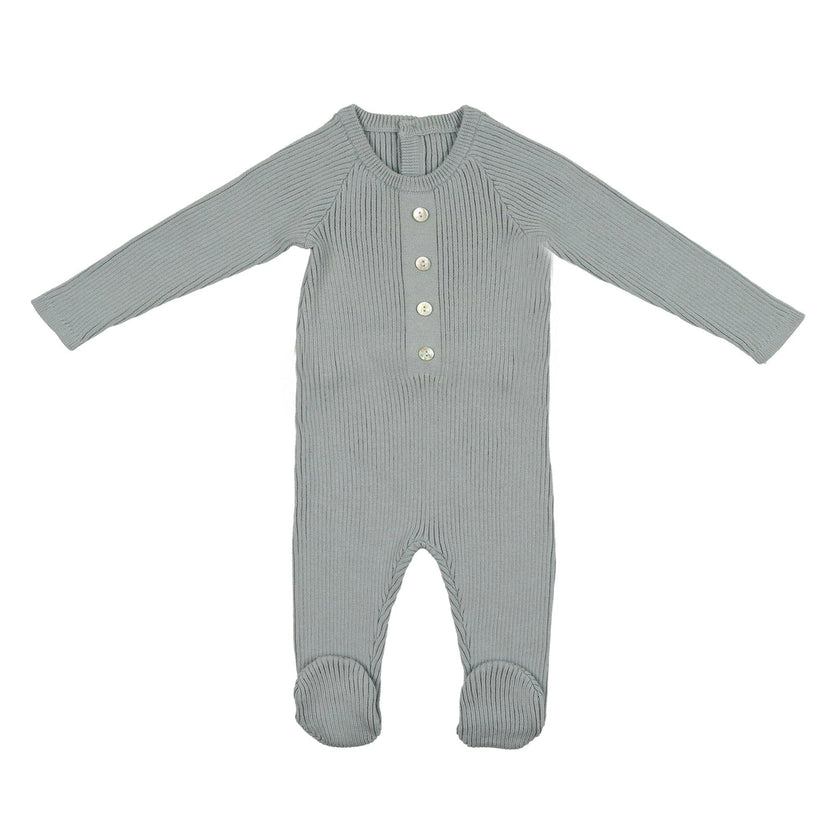 Button Knit Long Sleeve Footie